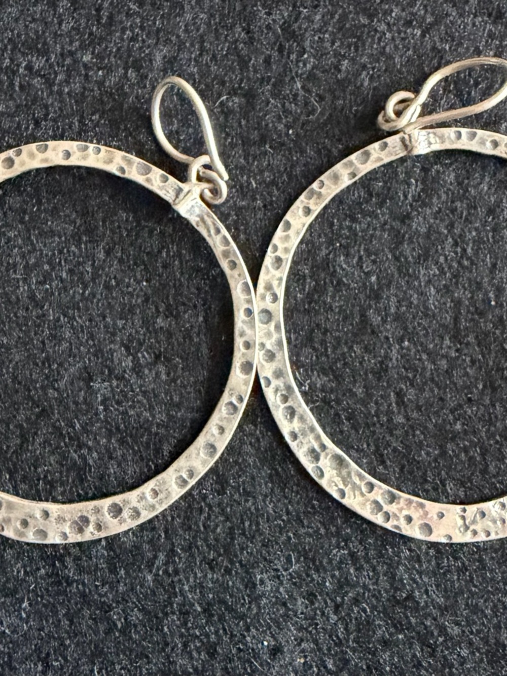 Silpada Hammered Sterling Silver Hoop Earrings - Classic Silver Tone